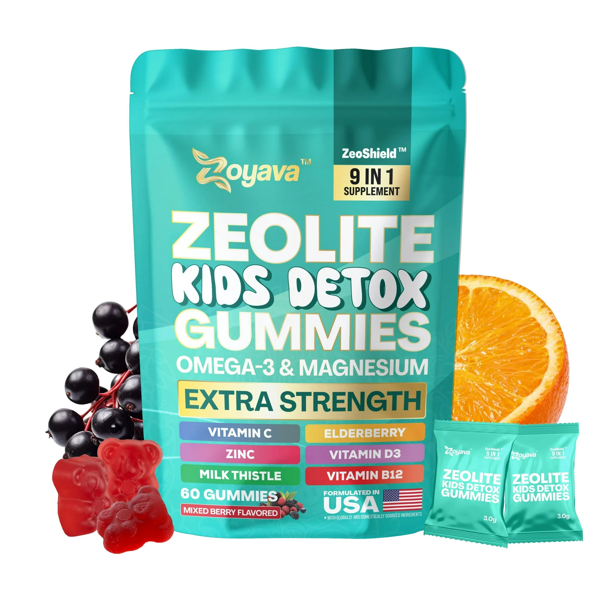 Zoyava Zeolite Kids Detox Gummies – Mixed Berry, 60 Count