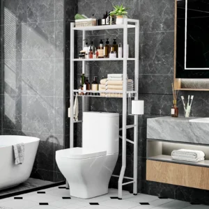Over-the-Toilet 3-Tier Wooden Storage Shelf, White
