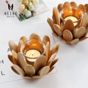 Handmade Wooden Petal Candle Holder